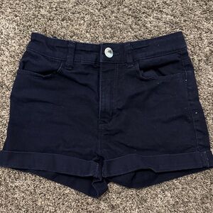 Kids  Navy Roll-Hem Cotton Shorts